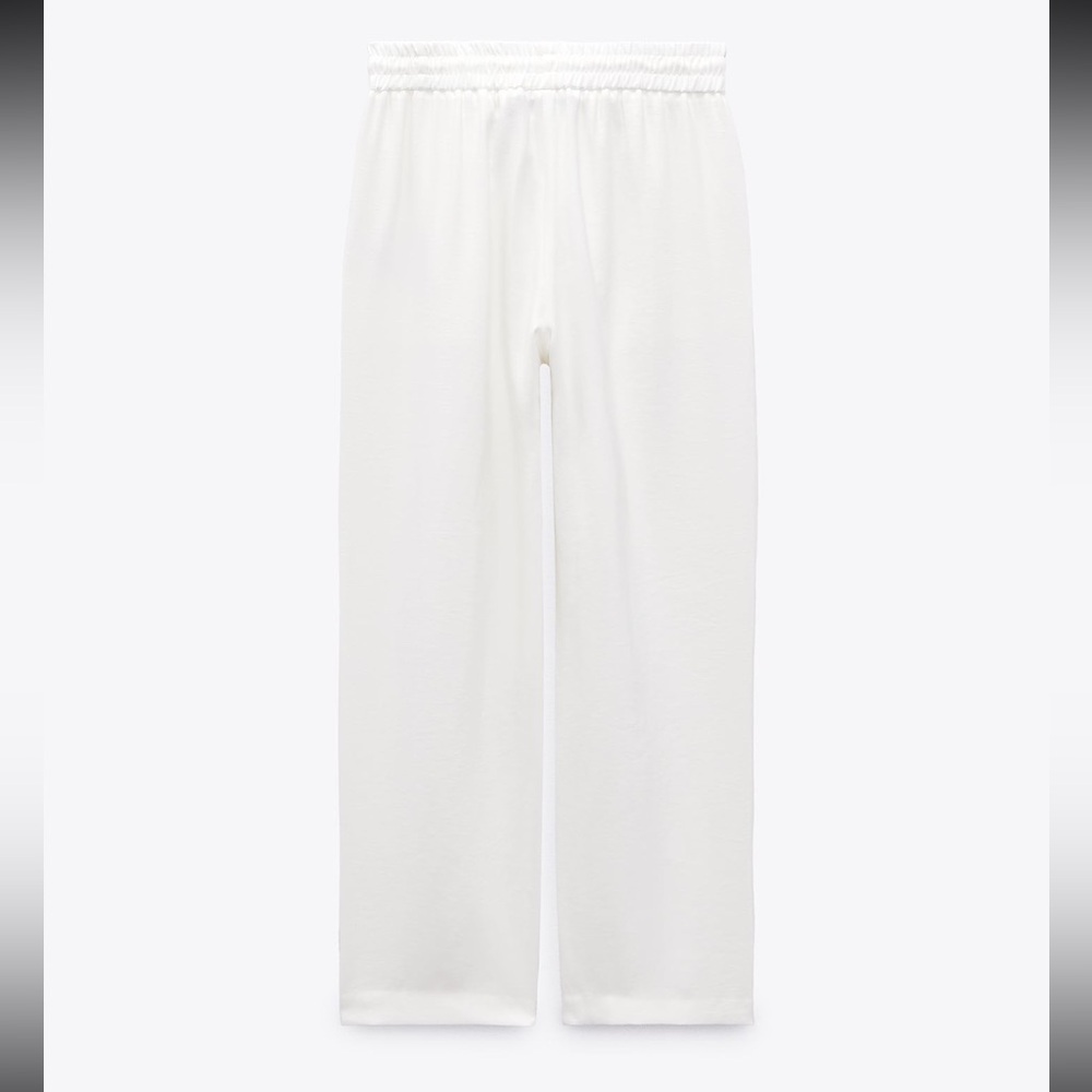 Zara Straight Leg Flowy Oyster white pants 🤍